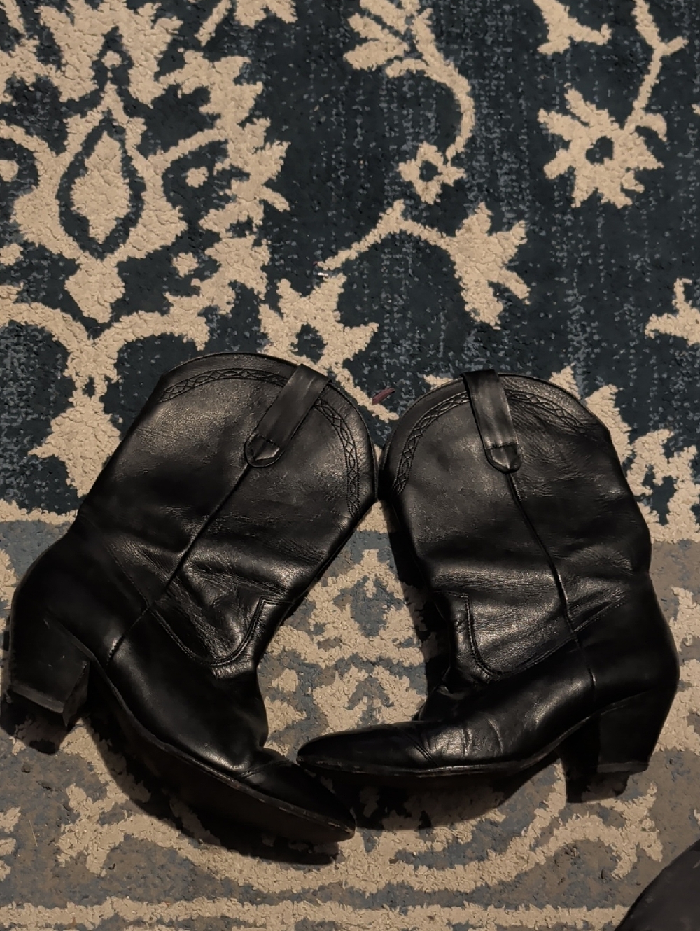Frye Black Leather Western Ankle Boots
